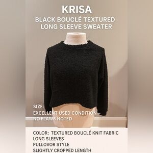 Krisa Black Bouclé Textured Long Sleeve Sweater